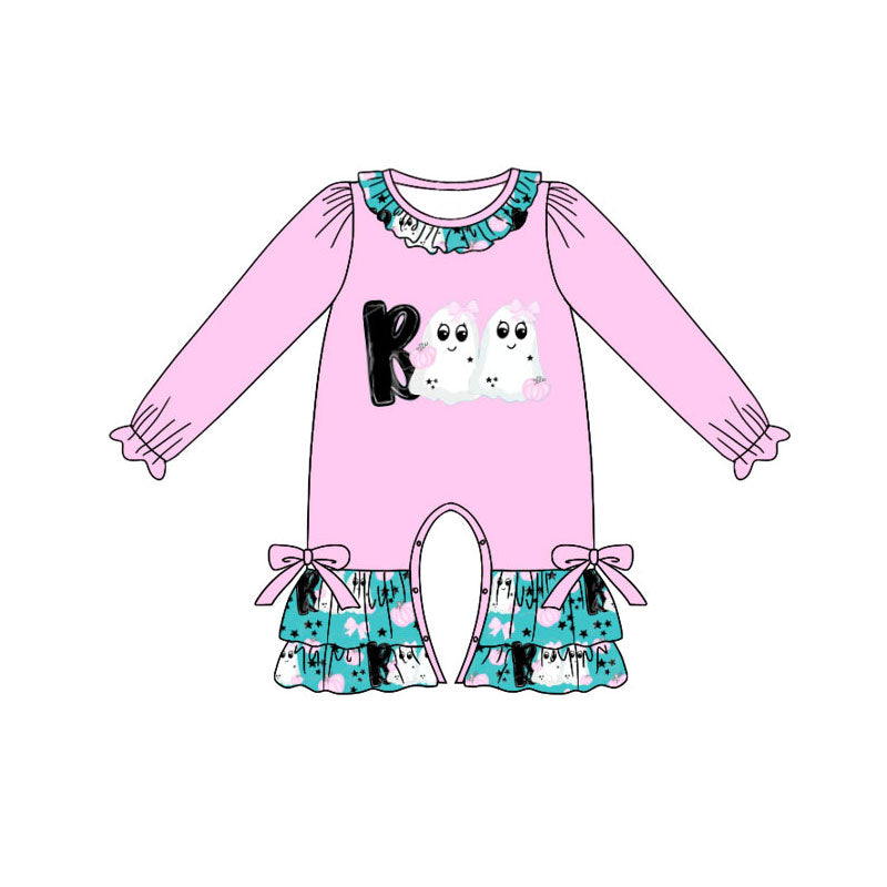 Preorder (moq 5)Baby Girls Ghosts BOO Ruffle Pant Halloween Rompers