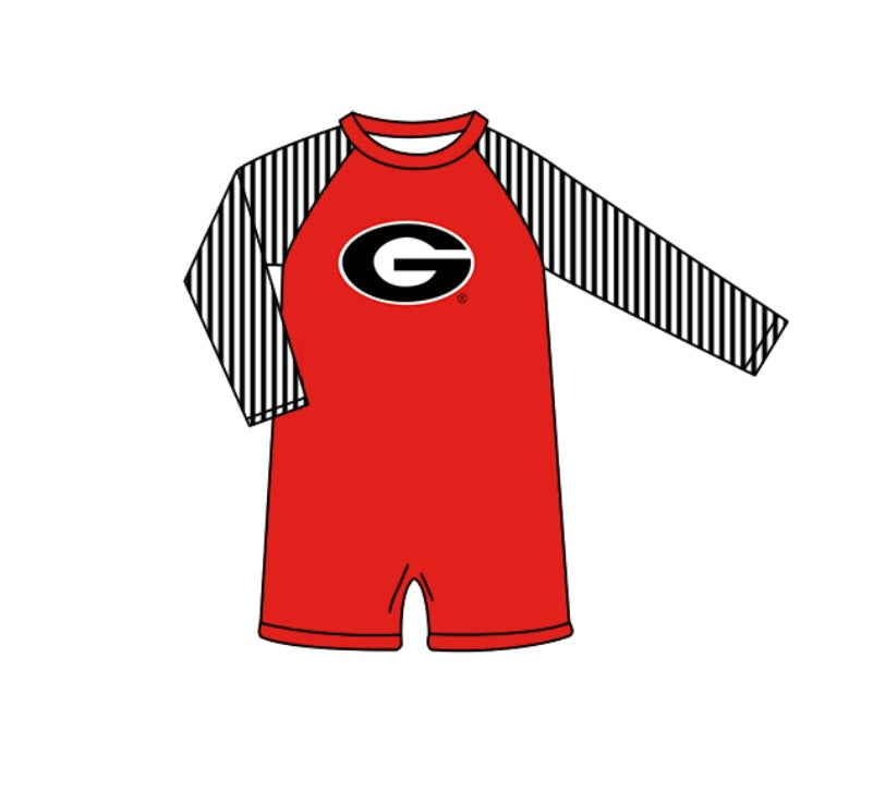 Preorder moq 5 Baby Boys Black Stripe Long Sleeve G Team Swimsuits