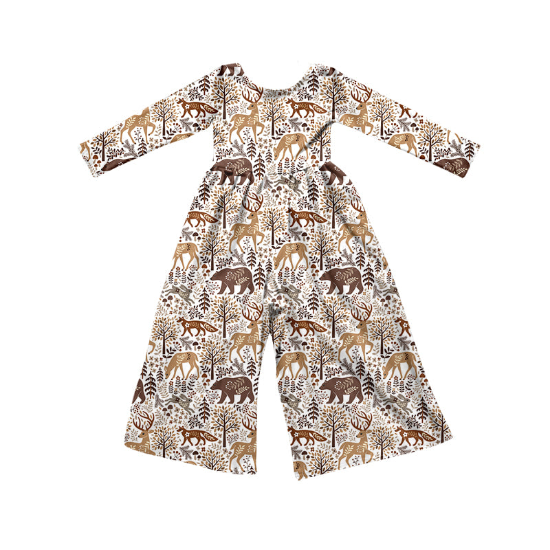 Preorder (moq 5)Baby Girls Flowers Animals Hunting Flare Pant Jumpsuits