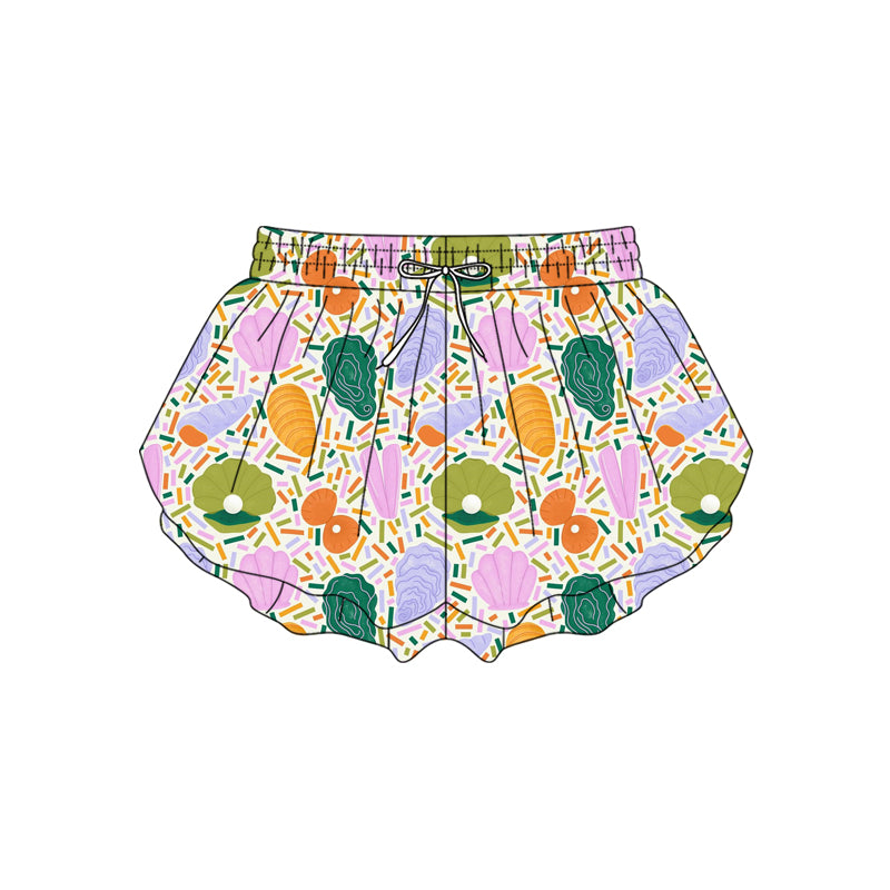 Preorder moq 5 Adult Women Colorful Carrots Sprinkles Easter Ruffle Shorts Bottom