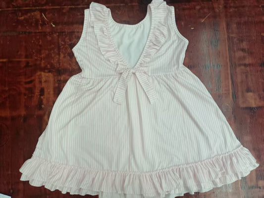 Preorder moq 5 Baby Girls Sleeveless I Love Dad Stripe Knee Length Dress