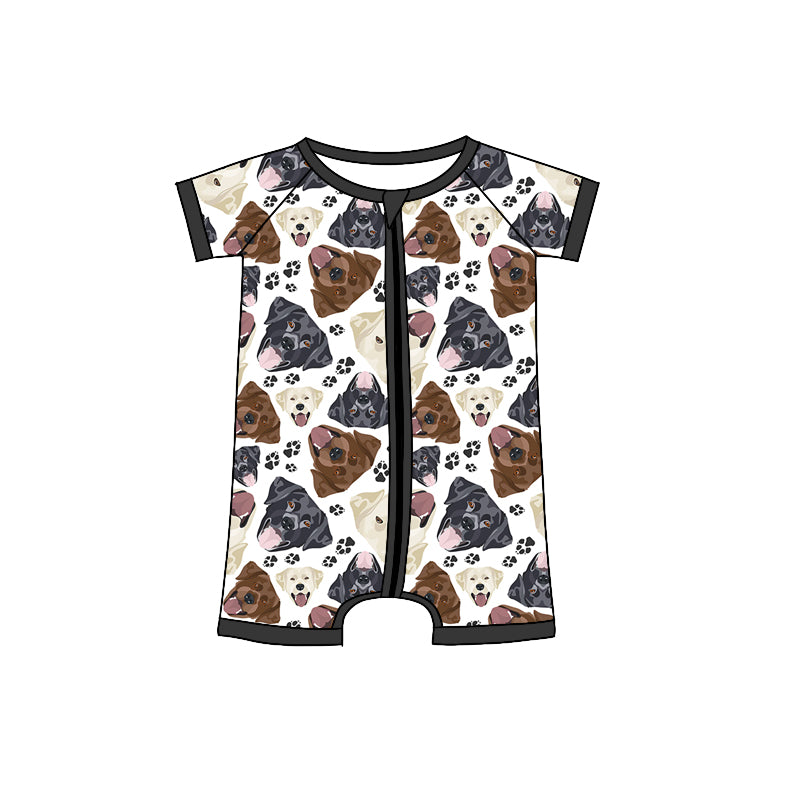 Preorder(moq 5)Baby Infant Boys Cute Dogs Zip Rompers