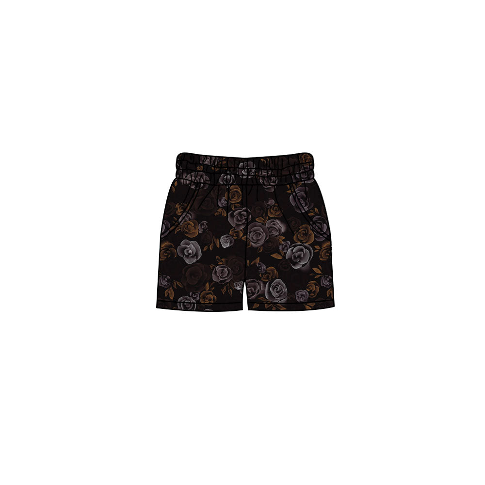 Preorder (moq 5)Baby Girls Purple Flowers Pockets Shorts Bottom