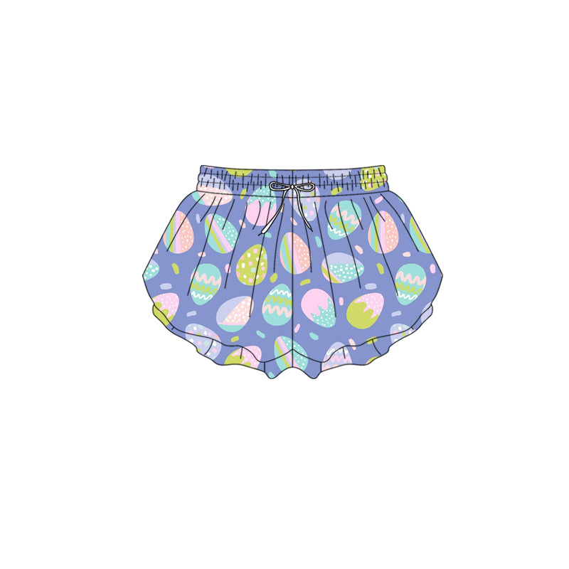Preorder (moq 5)Baby Girls Colorful Eggs Sprinkles Easter Ruffle Shorts Bottom