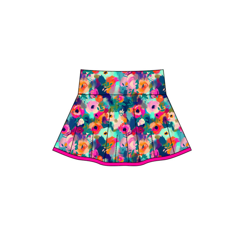 Preorder(moq 5) Baby Girls Colorful Floral Pleated Skirt Shorts Bottom