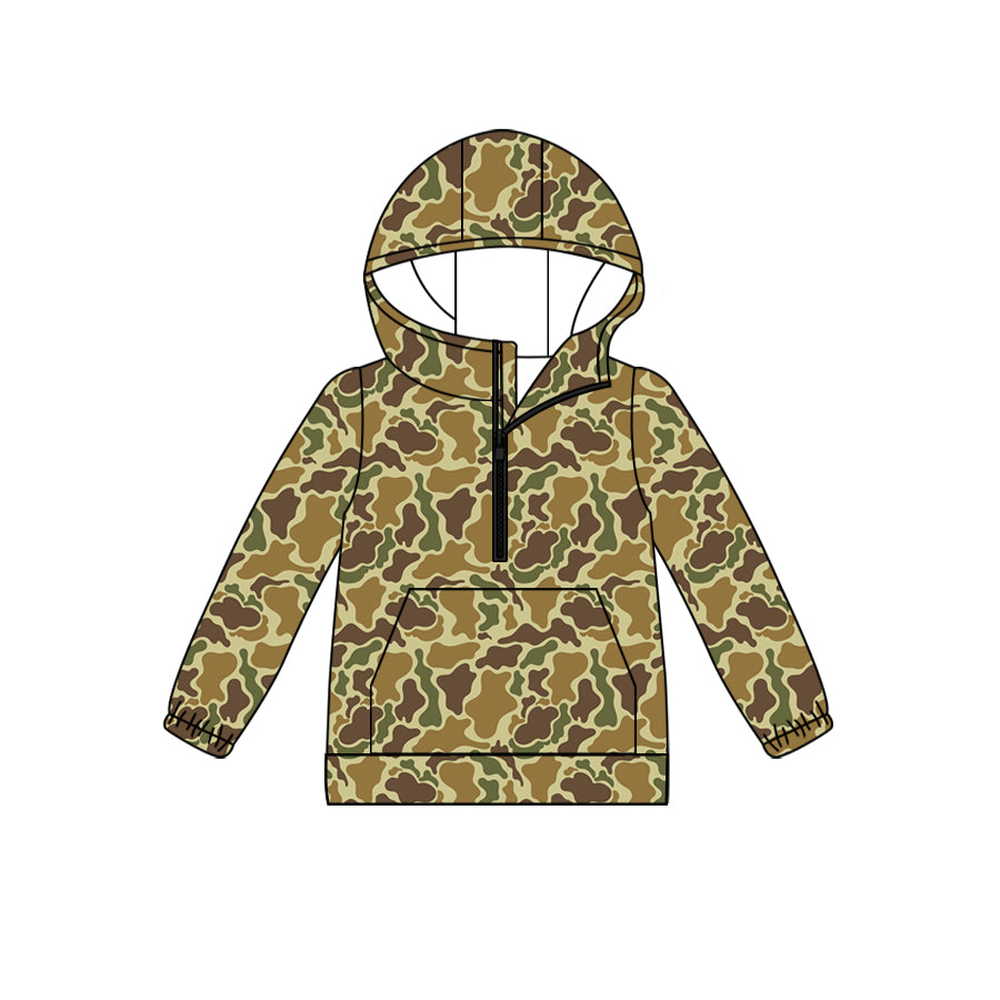 Preorder(moq 5) Adult Women Dark Green Camouflage Long Sleeve Hooded Hoodie Tops