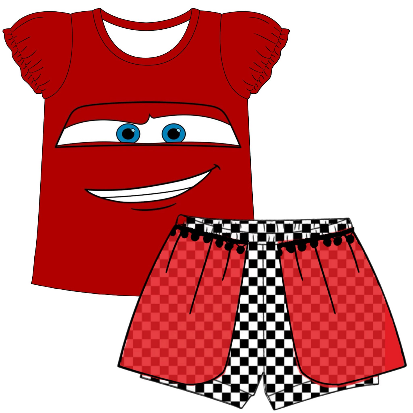 Baby Girls Racing Shirt Shorts Summer Clothes Sets preorder (moq 5)