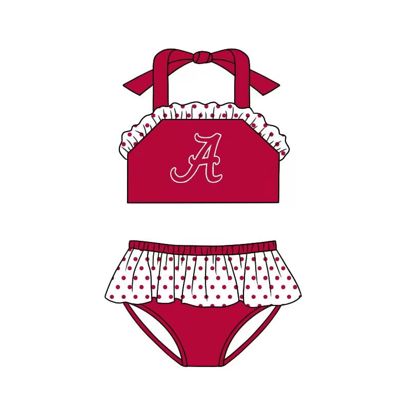 Baby Girls Alabama Team Ruffle Two Pieces Swimsuits preorder (moq 5)