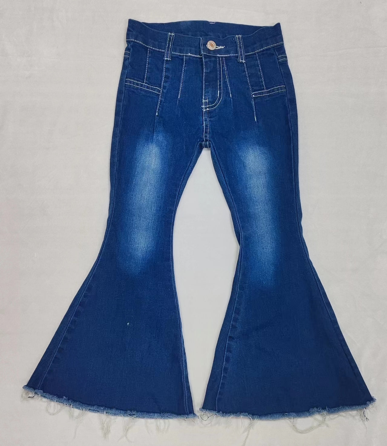 Baby Girls Western Navy Bell Flare Denim Pants