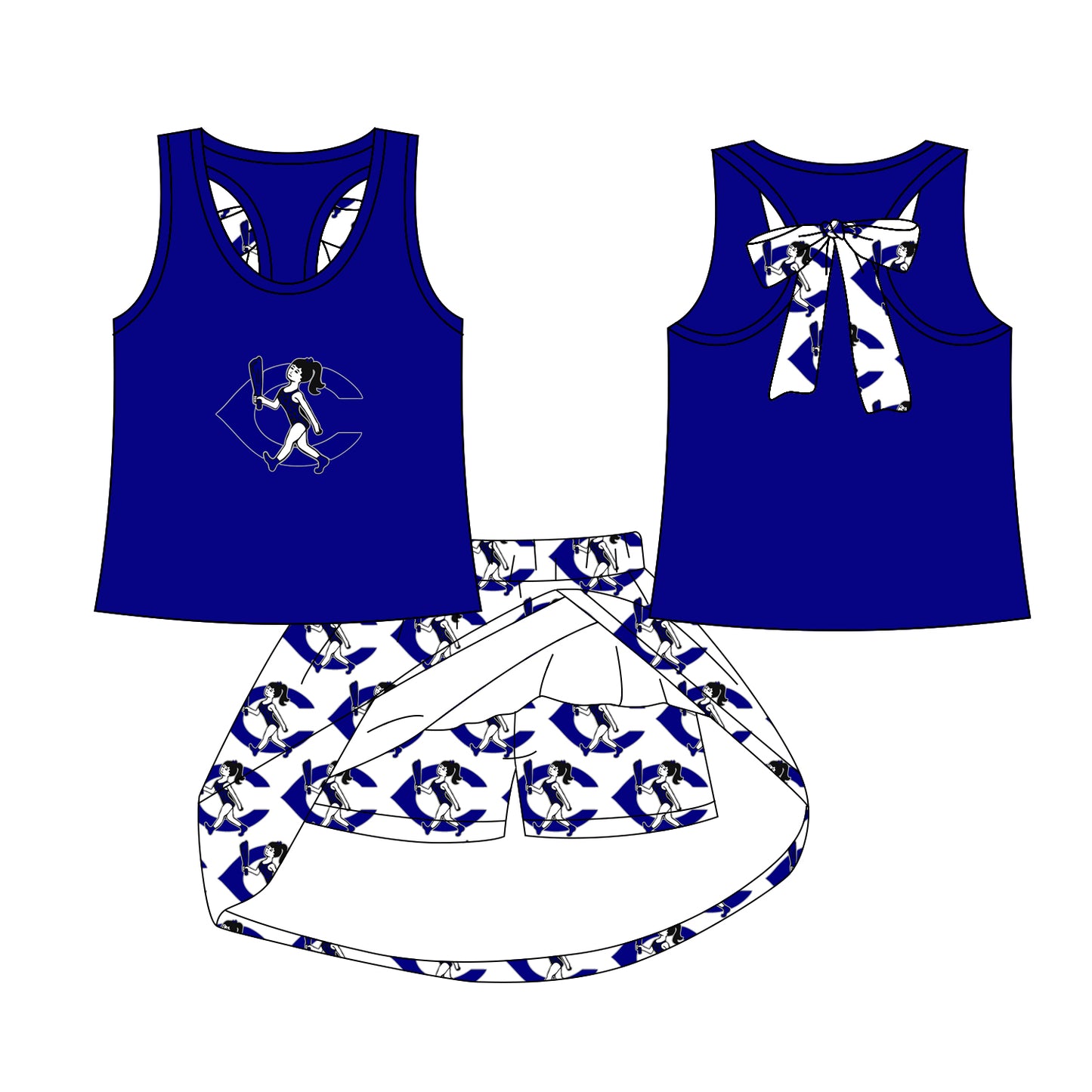 Preorder (moq 5)Baby Girls Gavegirl team Top Skirt Skort Sets