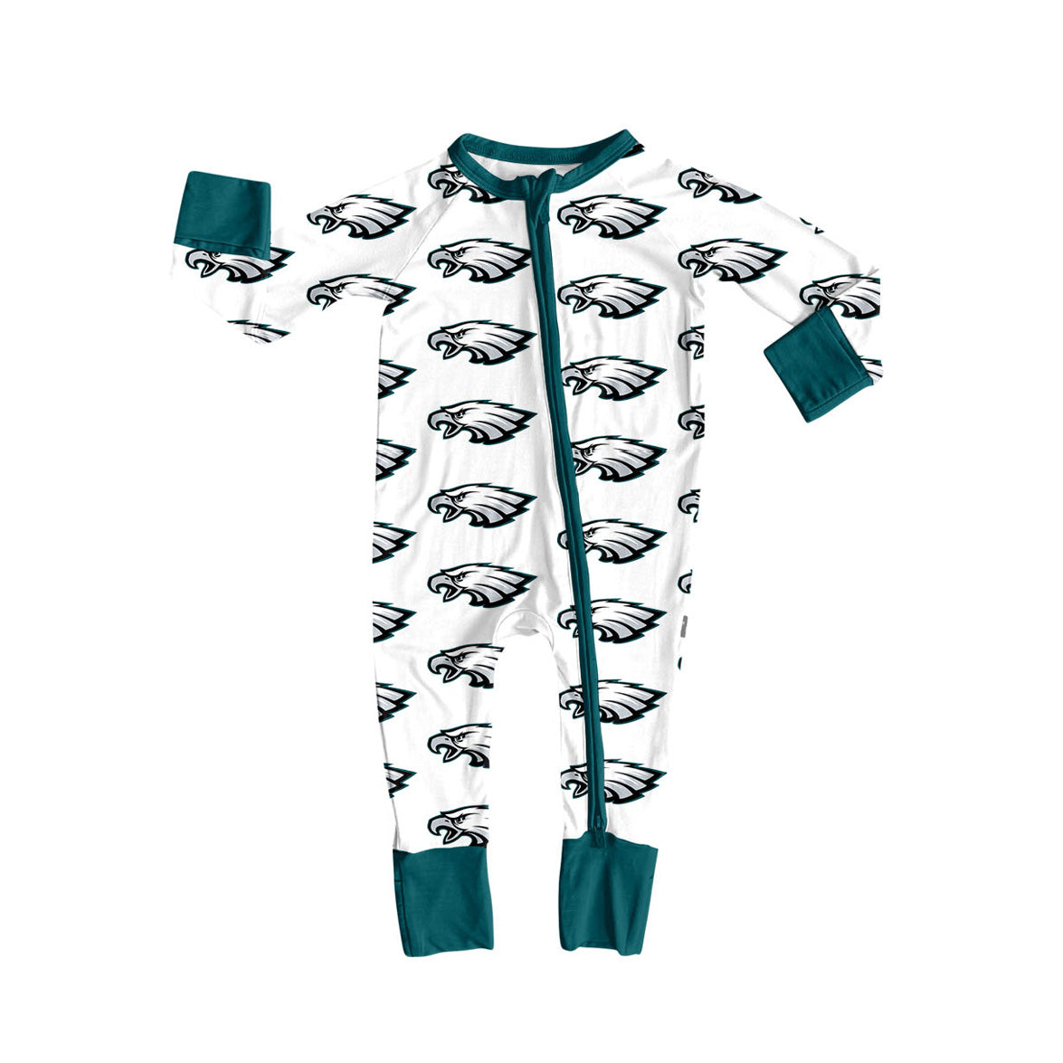 Preorder moq 5 Baby Infant Boys Long Sleeves Eagles Plaid Zipper Romper