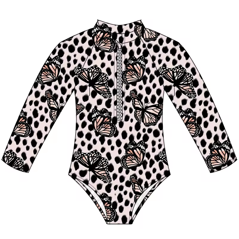 Baby Girls Leopard Butterfly One Piece Swimsuits preorder (moq 5)