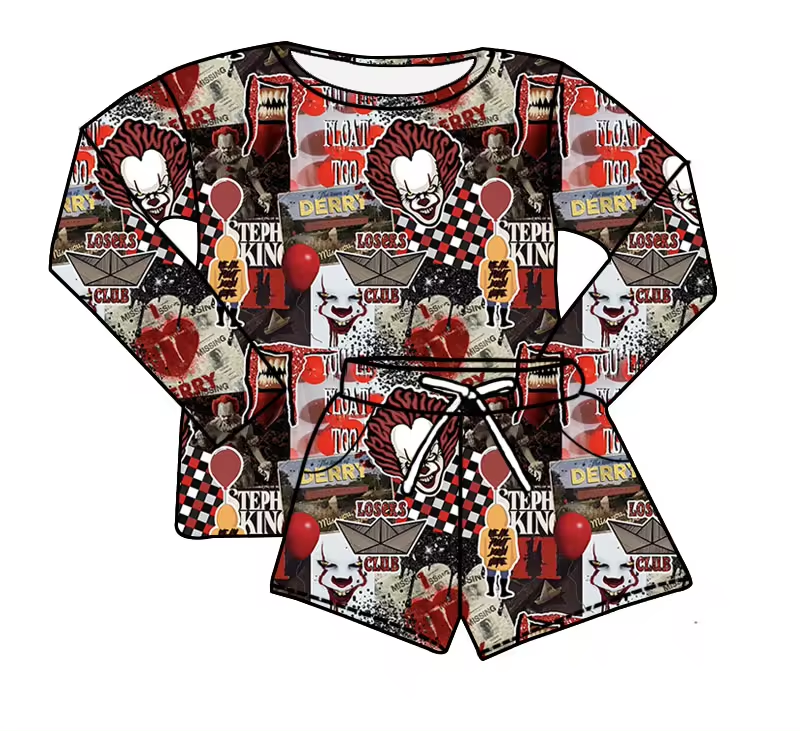 Baby Girls Halloween Float Shirt Top Shorts Clothes Sets Preorder(moq 5)