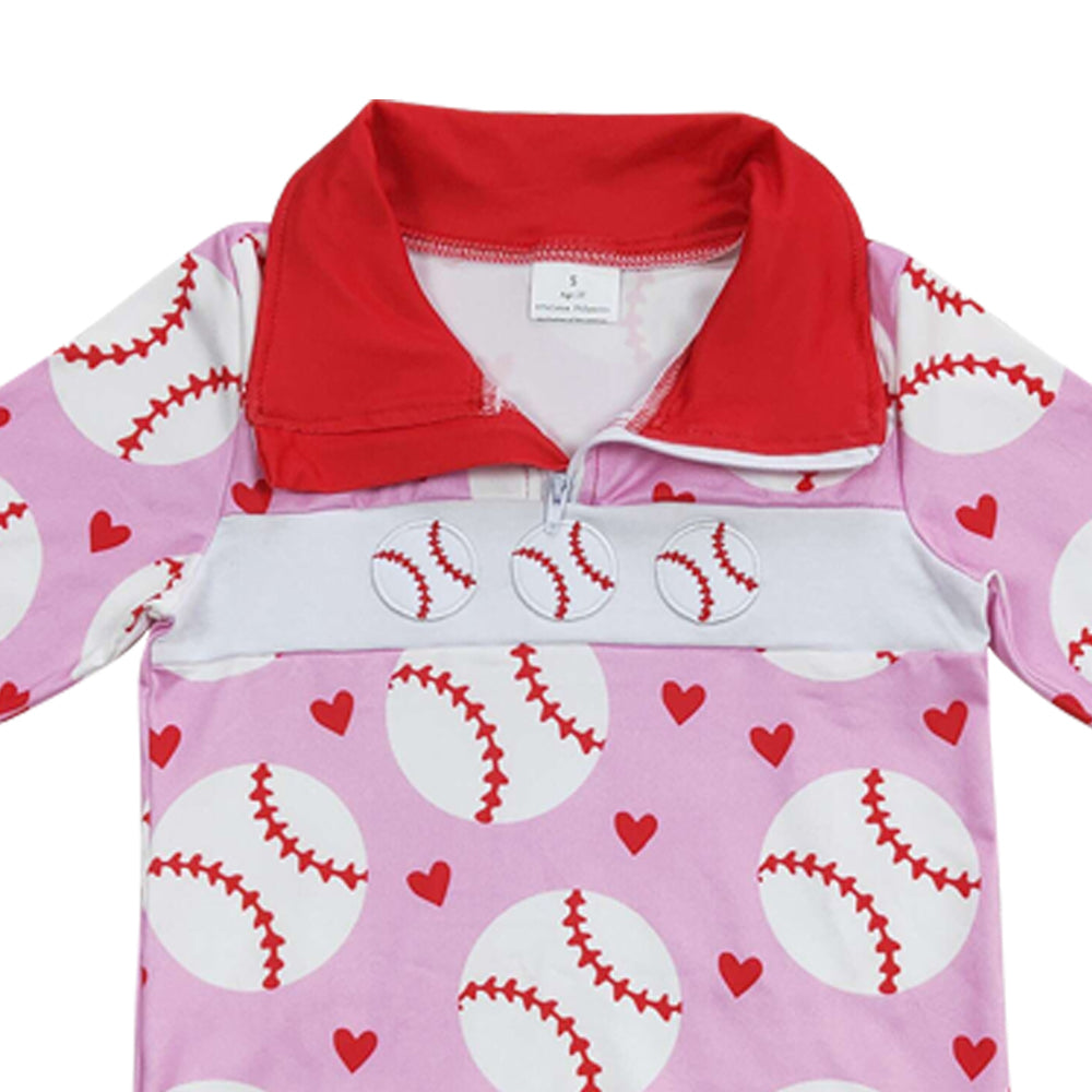 Baby Girls Pink Baseball Zip Long Sleeve Pullovers Tops