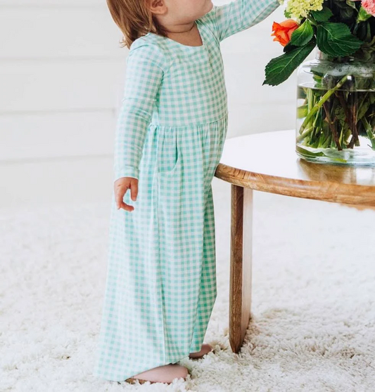 Preorder (moq 5)Baby Girls Blue Checkered Spring Pockets Jumpsuits