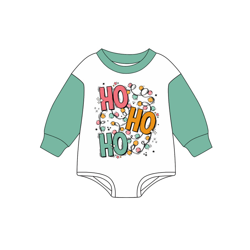 Preorder (moq 5)Baby Girls Aqua Long Sleeves Lights Ho Rompers