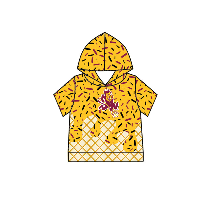 Preorder (moq 5)Baby Boys Yellow Short Sleeves Trident Drip Team Hoodies Top