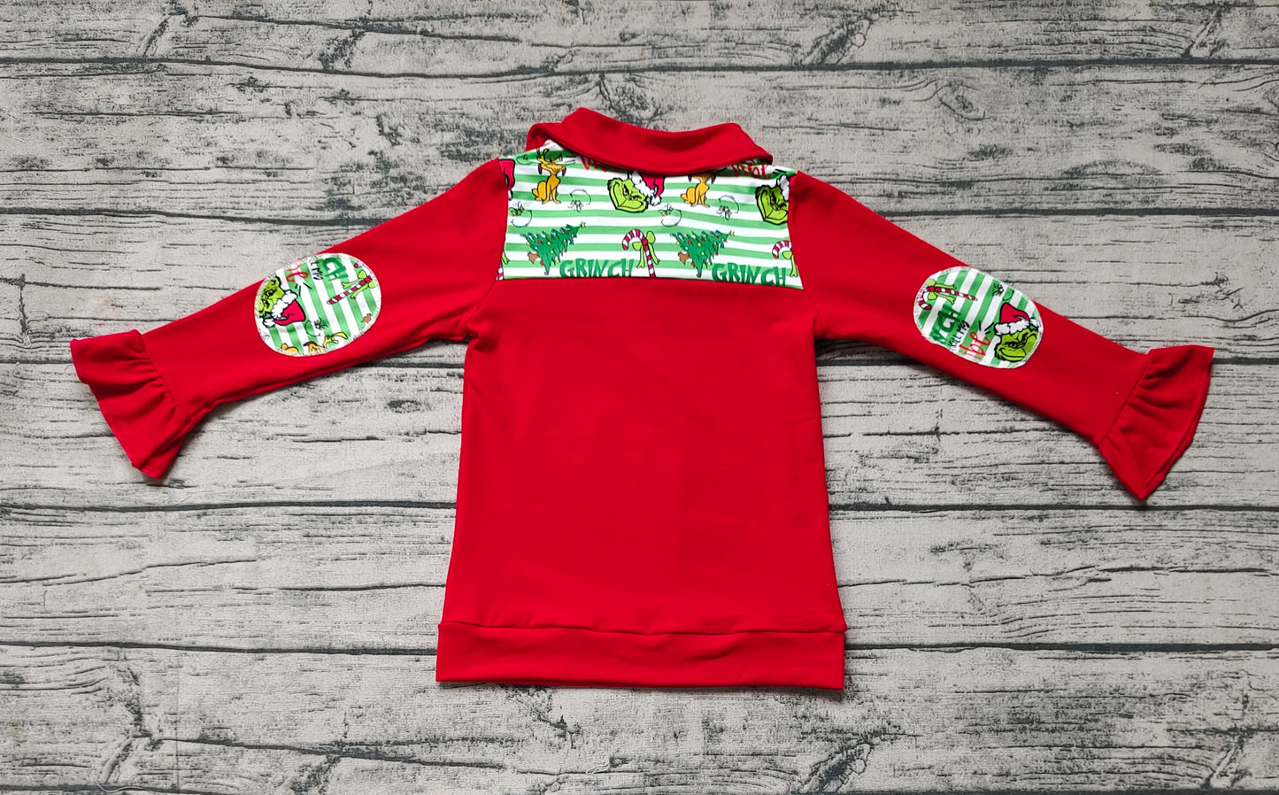Baby Girls Christmas Green Face Zip Pullovers Tops