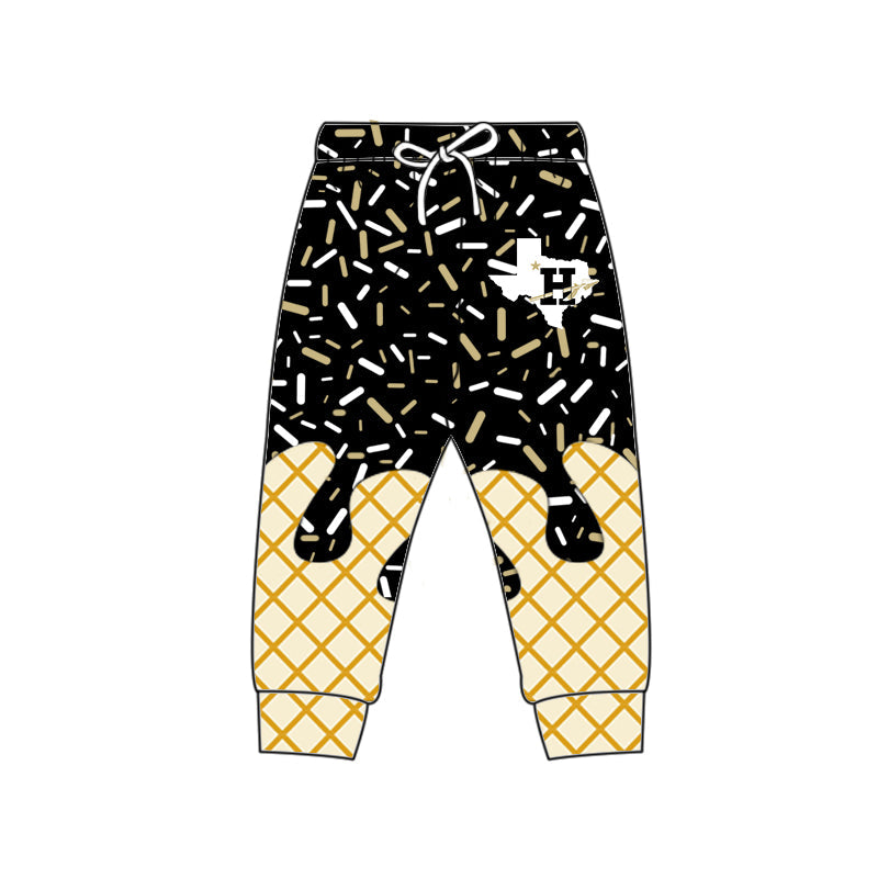 Preorder (moq 5)Baby Boys Black Drip Sprinkles Howe ISD Team Jogger Pants Bottom