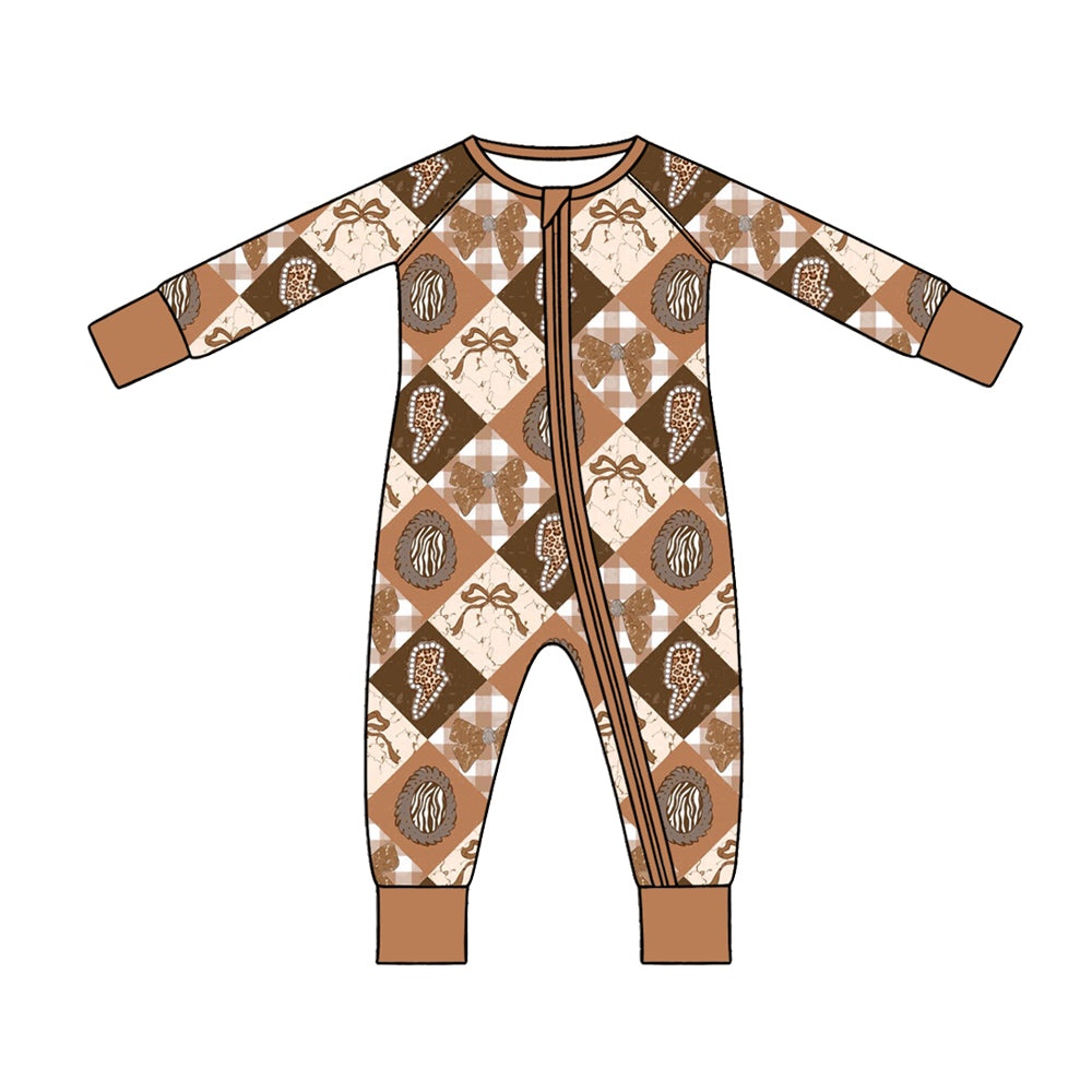Preorder (moq 5) Baby Girl Clothes Mixed Animal Print Diamond Bow Long Sleeve Zipper Romper
