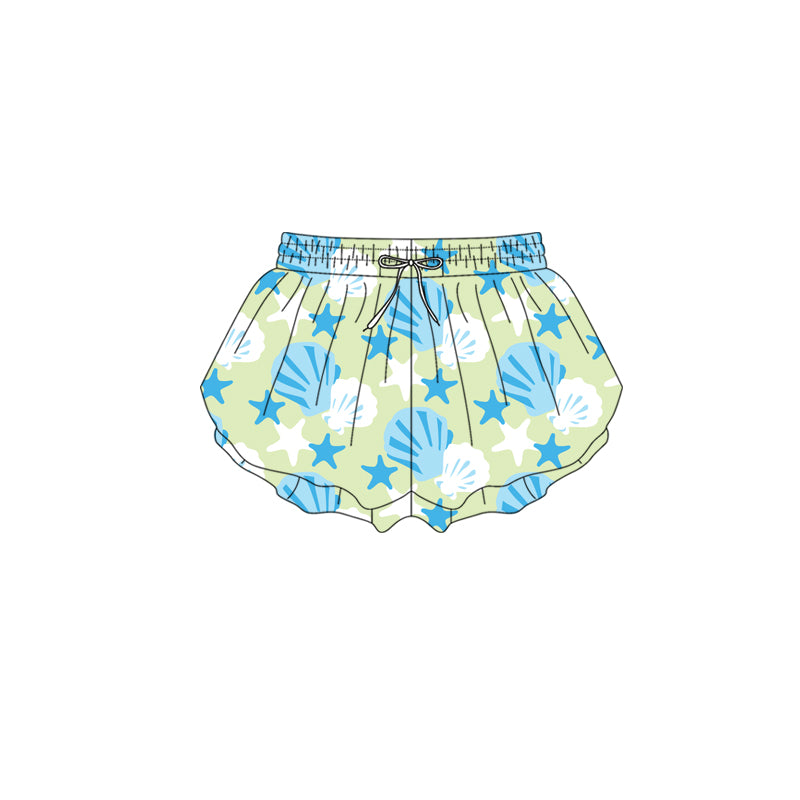 Preorder (moq 5)Baby Girls Shell Starfishes Ruffle Shorts Bottom