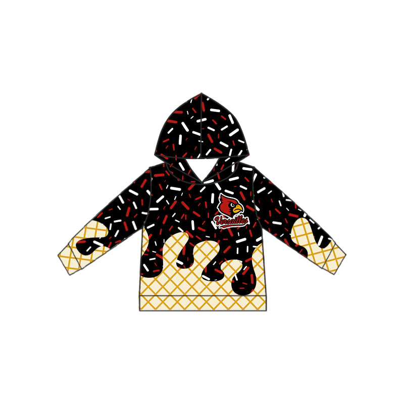 Preorder (moq 5)Baby Girls Team Black Versailles Hooded Pullovers Tops