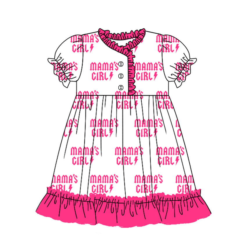 Preorder (moq 5)Baby Girls Mama's Girl Ruffle Knee Length Gowns Dresses