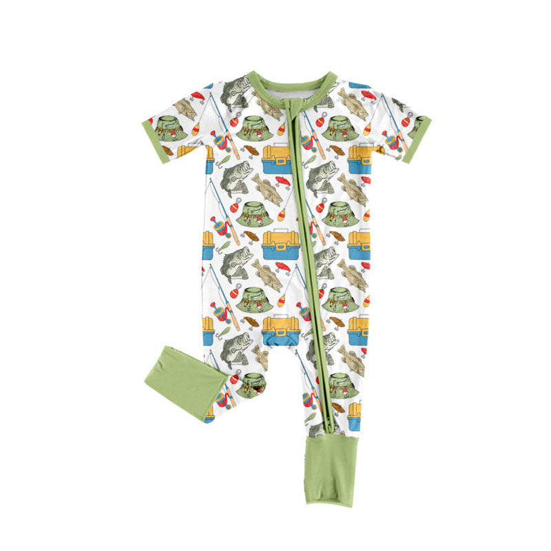 Baby Boys Fishing Hunting Two Way Zip Convertible Rompers Preorder