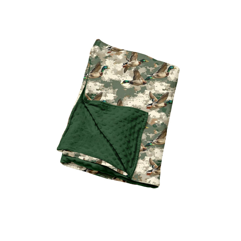 Preorder (moq 5) Baby Girl Clothes Mallard Duck Camo Print Minky Dot Backing Swaddle Blanket