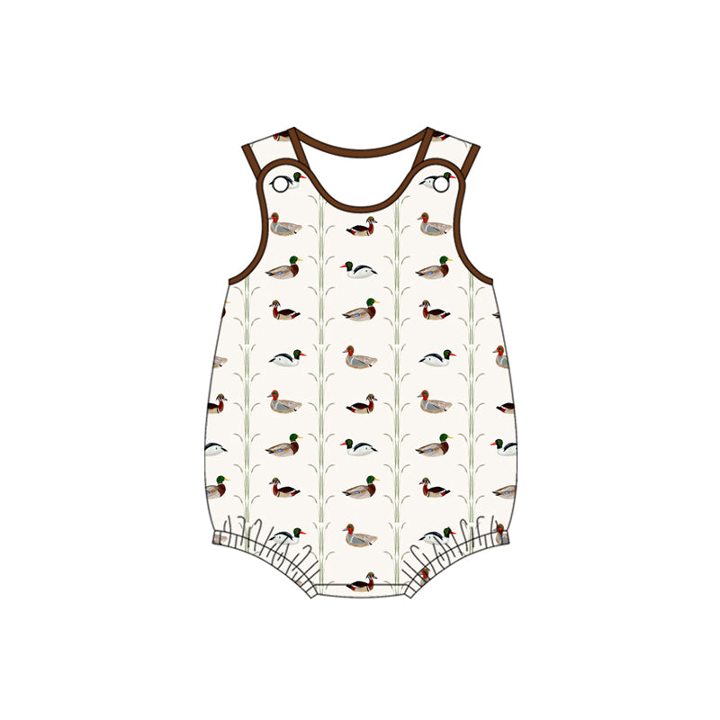 Preorder (moq 5)Baby Boys Sleeveless Ducks Stripe Rompers