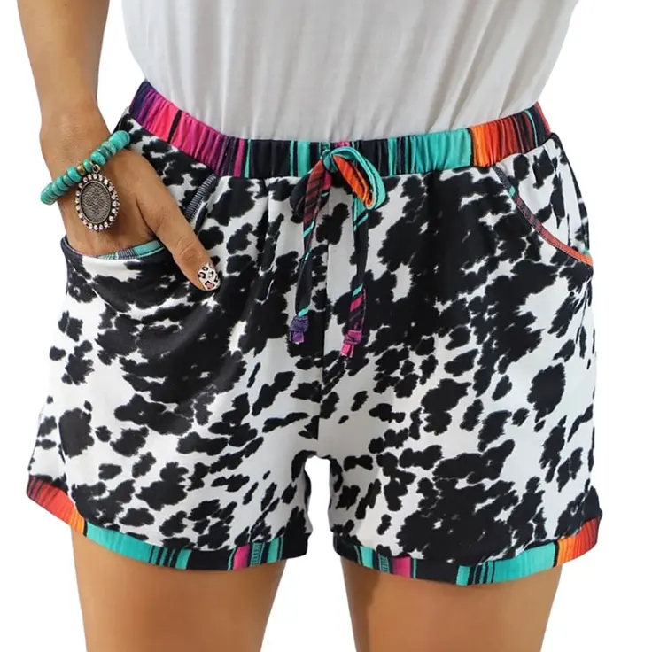 Preorder(moq 5) Adult Women Western Cow Print Shorts Bottoms
