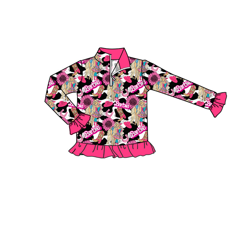 Baby Girls Western Doll Flowers Zip Pullovers Tops Preorder(moq 5)