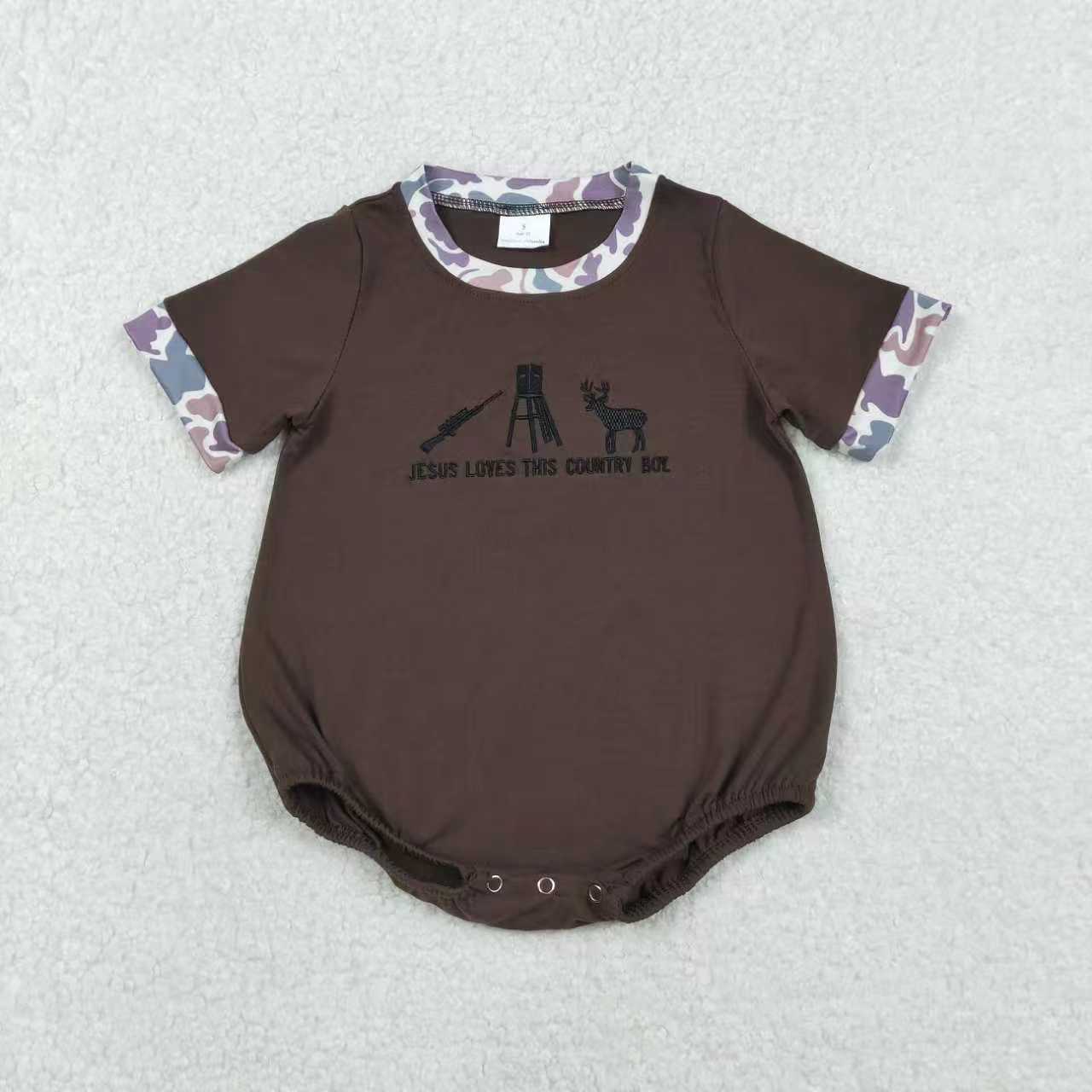 Sibling Baby Embroidery Country Kids Jesus Love Me Camo Shorts Clothes Sets Rompers