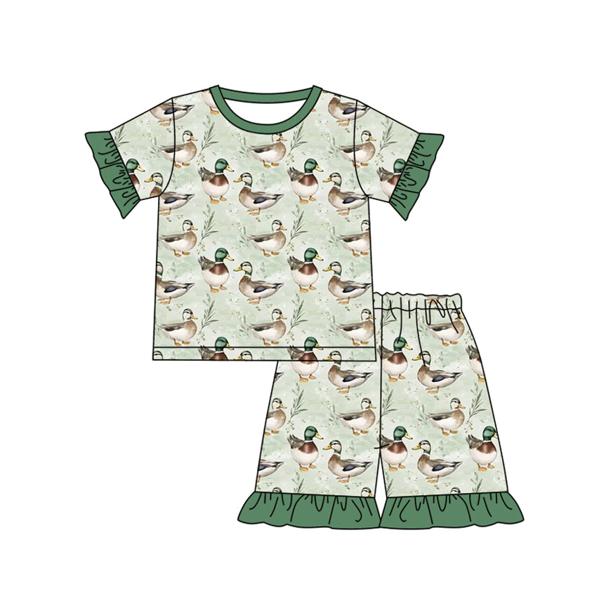 Preorder (moq 5)Baby Girls Mallard Duck Hunting Top Shorts Pajamas