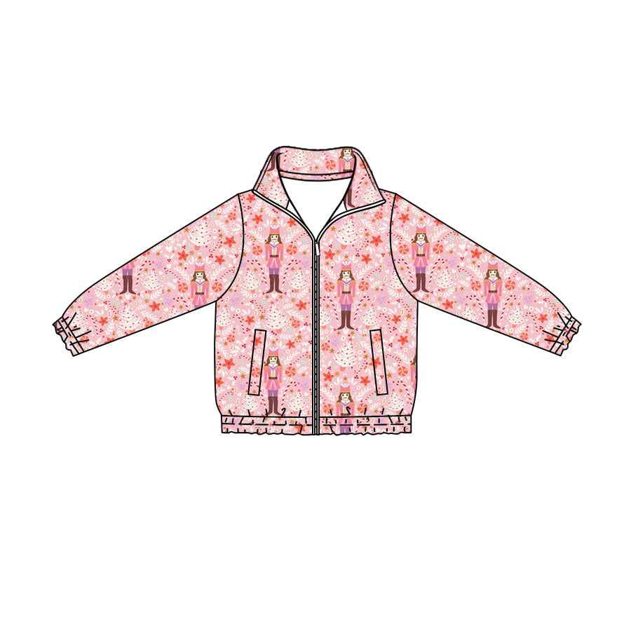 Preorder (moq 5)Baby Girls Flowers Soldiers Christmas Zip Pockets Jackets Top