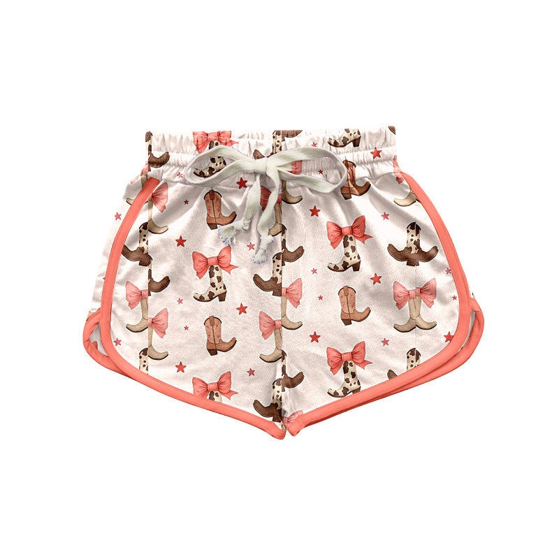 Preorder(moq 5) Adult Women Pink Bow Boots Sports Shorts Bottoms