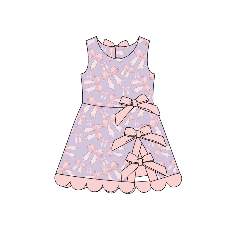 Preorder moq 5 Baby Girls Pink Bows Shorts Scallop Knee Length Dress