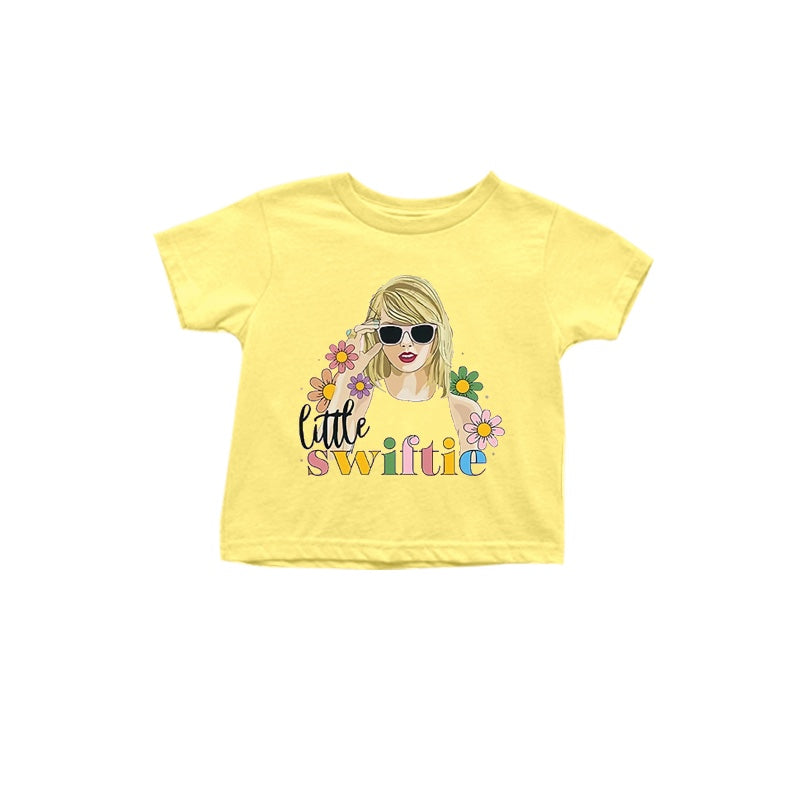Baby Girls Yellow Little Sinter Flowers Short Sleeve Tee Shirts Tops Preorder(moq 5)