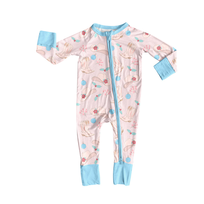 Preorder moq 5 Baby Infant Girls Long Sleeves Pink Hats Boots Plaid Zipper Romper