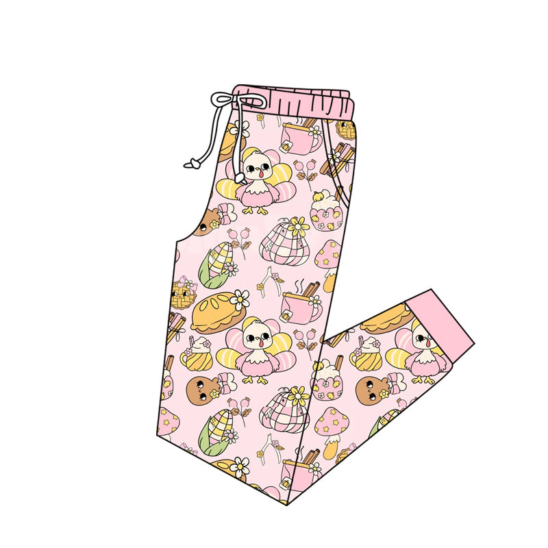 Preorder(moq 5) Adult Women Thanksgiving Pink Turkey Jogger Pants
