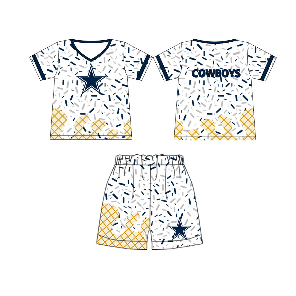 preorder(moq 5) Baby Boys Cowboys Team Short Sleeve Tee Shirt Shorts Clothes Sets