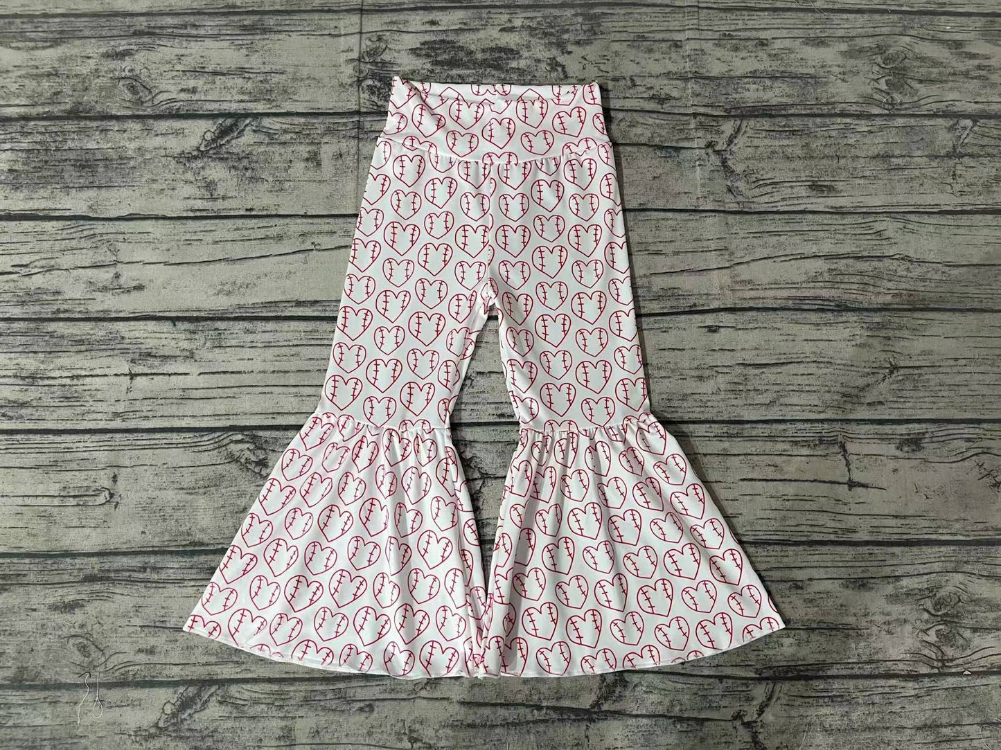 Baby Girls Baseball White Red Bell Flare Pants