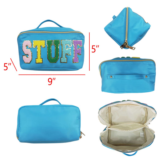 Women Girls Stuff Blue Cosmetic Make Up Bags