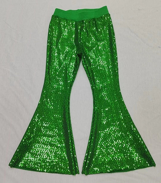 Baby Girls Sequin Green Bell Bottom Pants