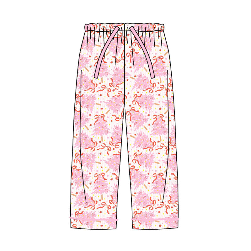 Preorder(moq 5) Baby Girls Pink Bows Trees Christmas Pants Bottom