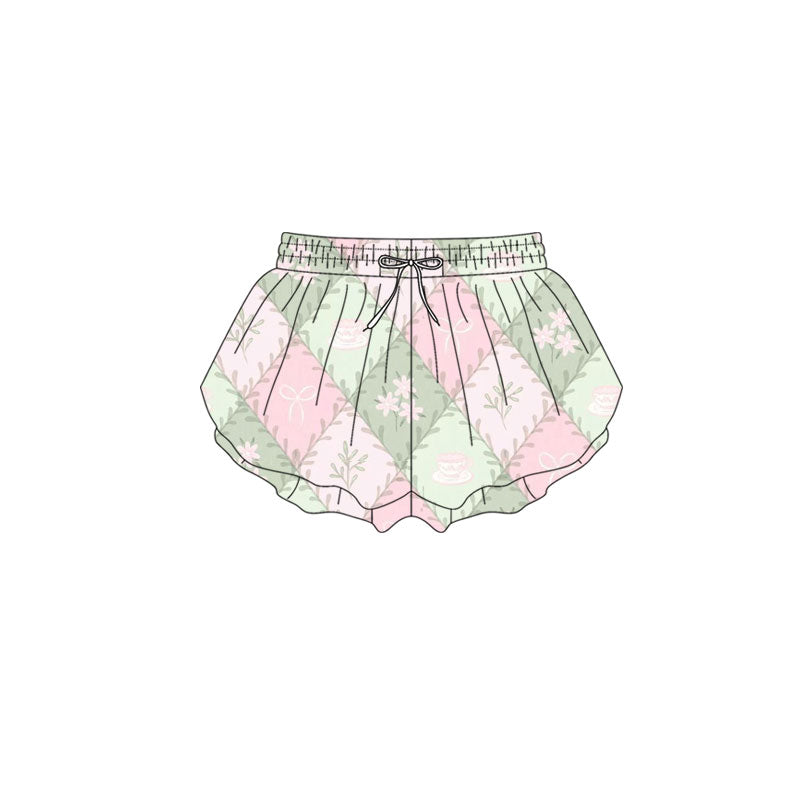 Preorder(moq 5) Baby Girls Bows Flowers Checked Ruffle Shorts Bottom