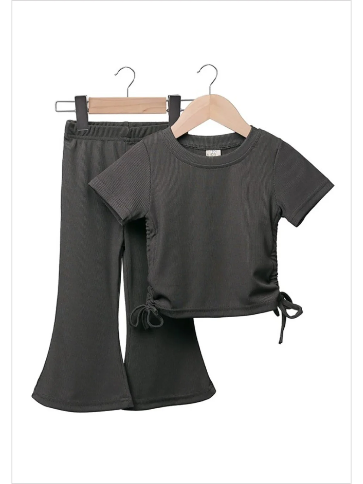 Baby Girls Grey Top Bell Bottom Pants Clothes Sets Preorder(moq 5)