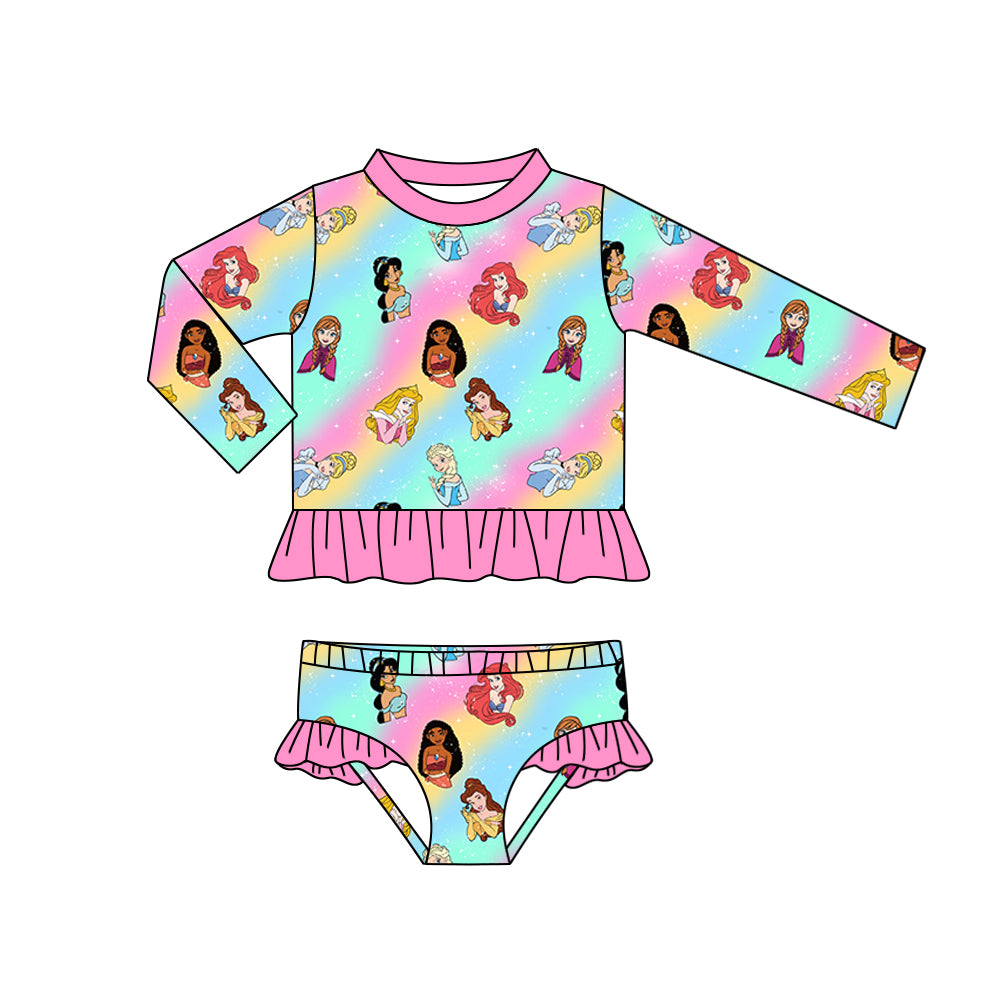 Baby Girls Mermaid Long Sleeve Top Ruffle Bummie 2pcs Swimsuits preorder(moq 5)