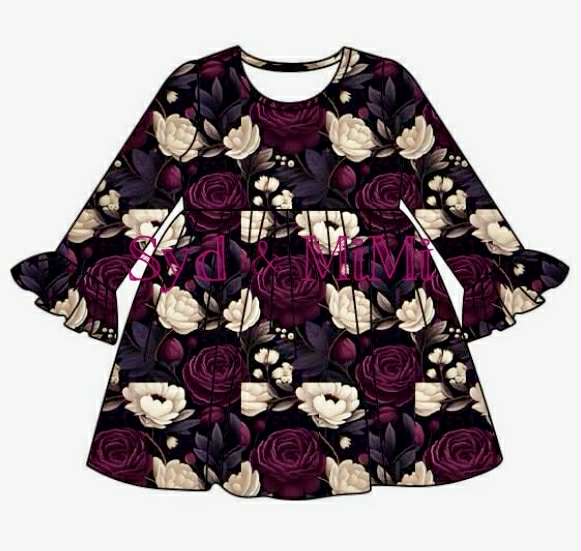 Preorder (moq 5)Baby Girls White Red Roses Plaid Knee Length Dresses