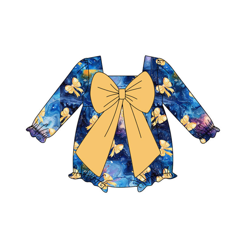 Preorder (moq 8)Baby Girls Yellow Bows Ruffle Rompers
